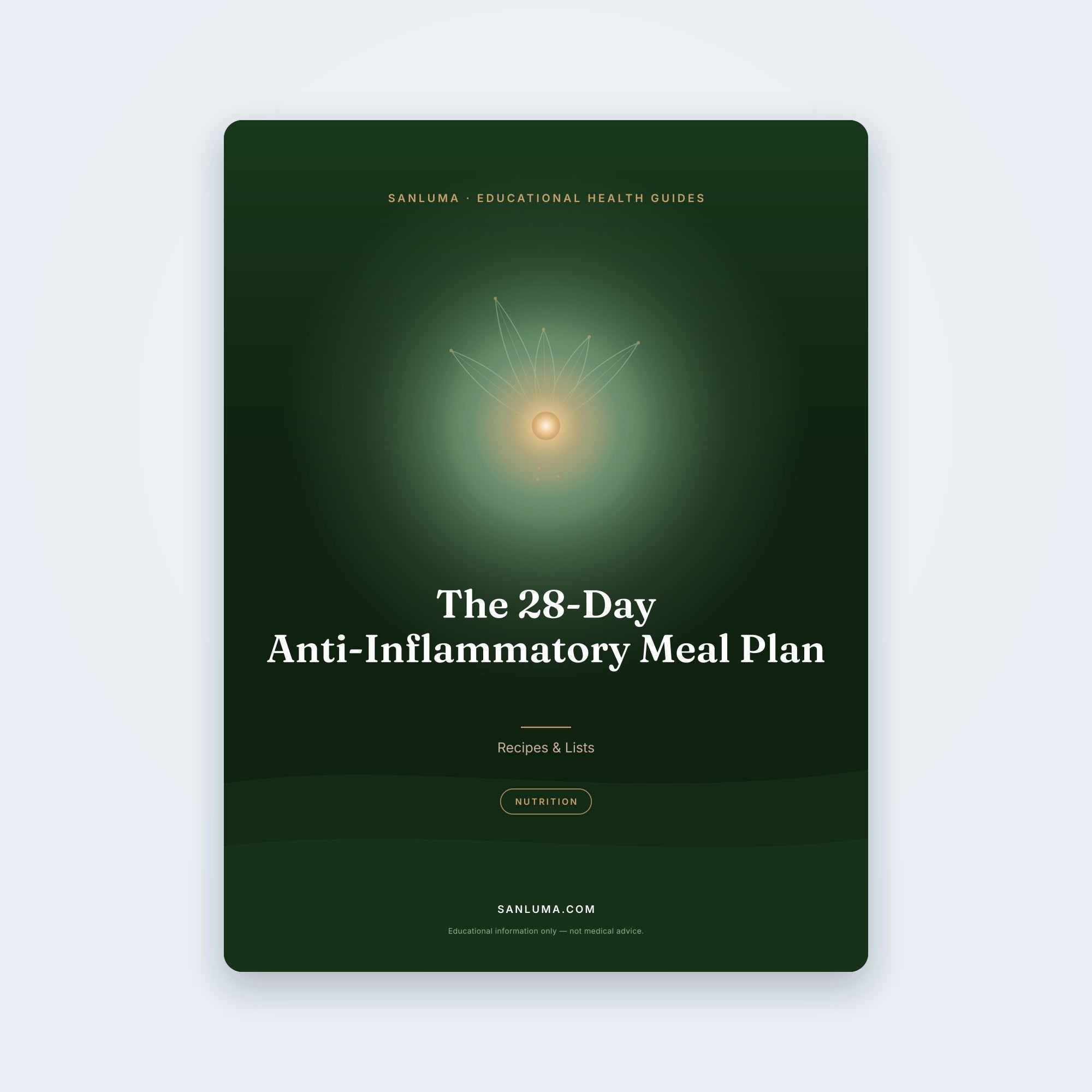 The 28-Day Anti-Inflammatory Meal Plan — Recipes & Shopping Lists | SanLuma health guide cover