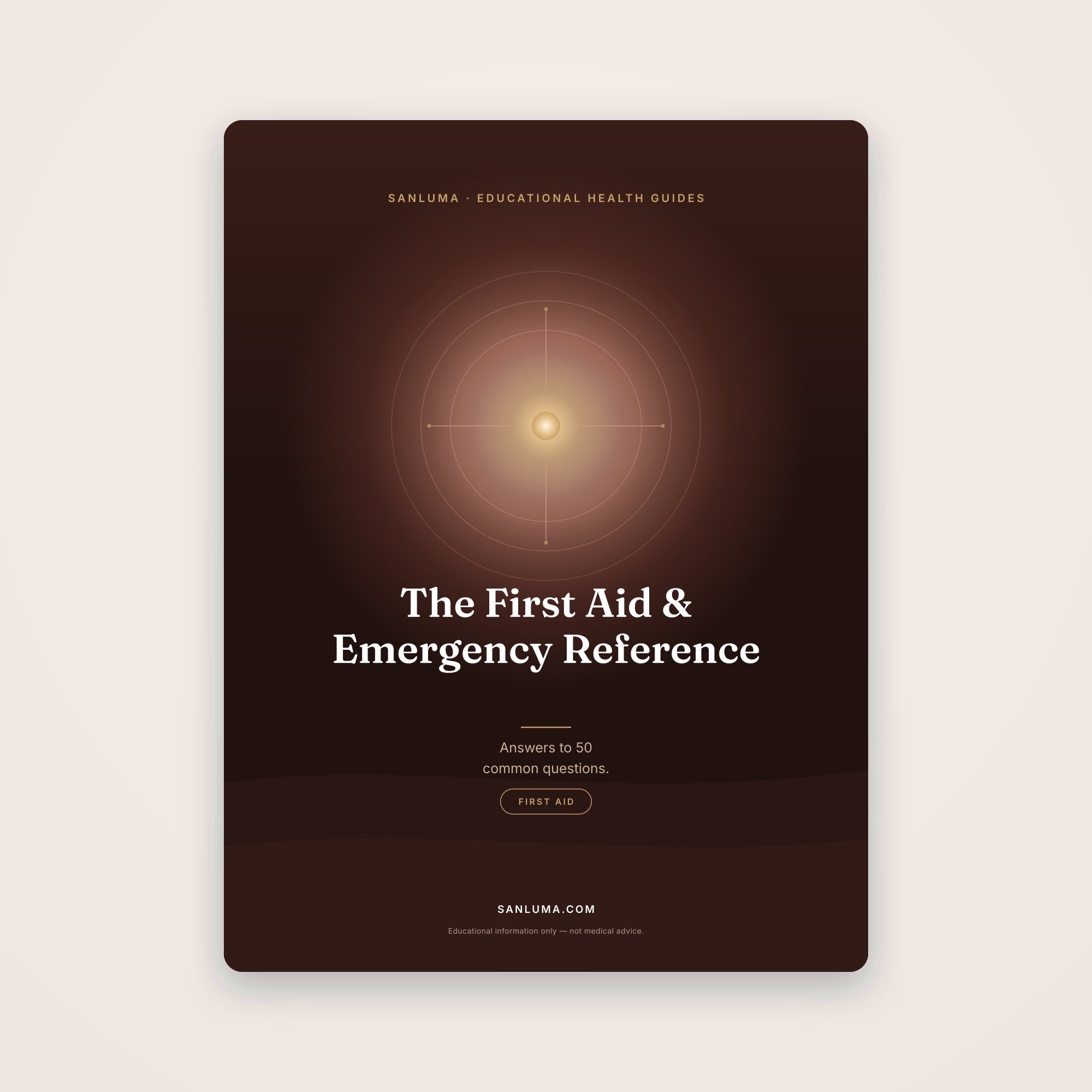 The First Aid & Emergency Reference — 50 Common Questions | SanLuma health guide cover