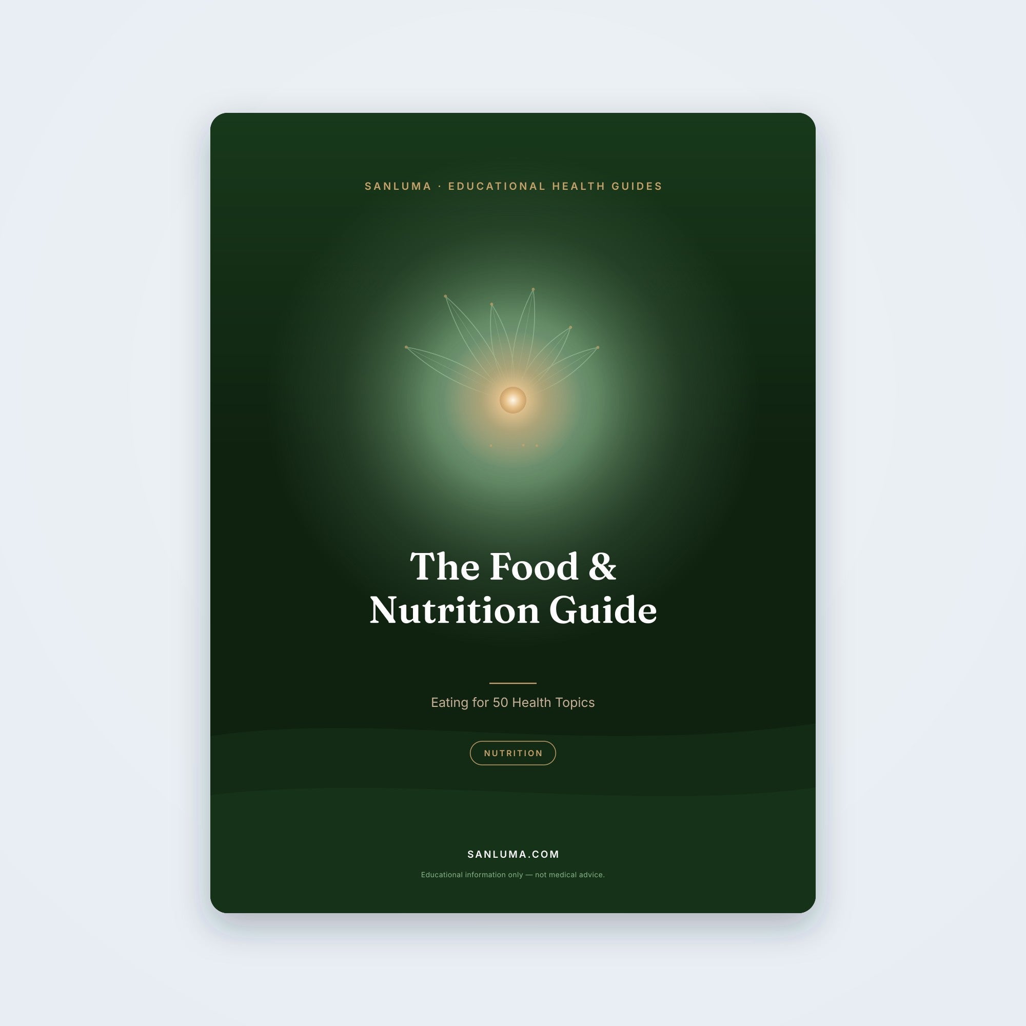 The Food & Nutrition Guide — Eating Patterns for 50 Common Health Topics | SanLuma health guide cover