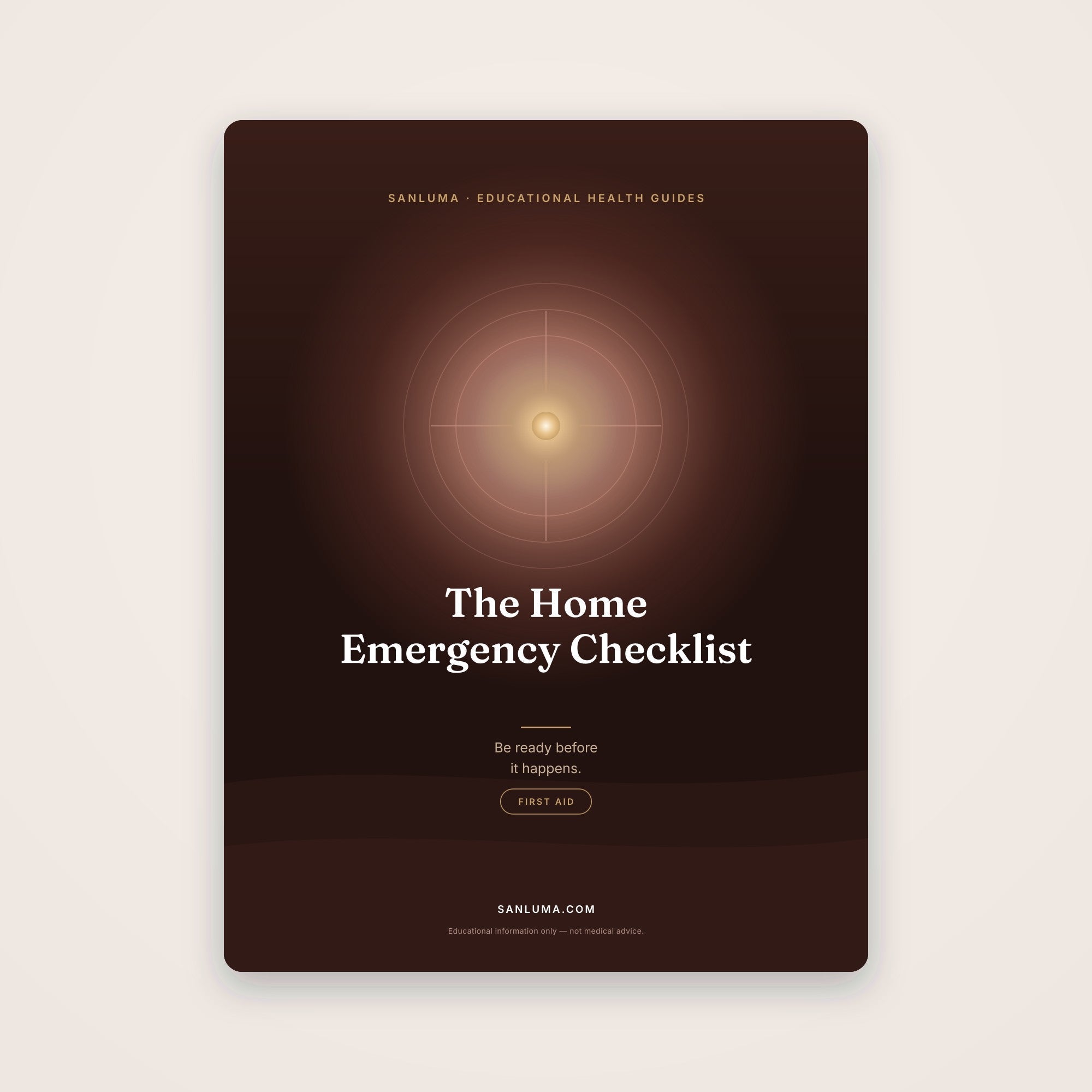 The Home Emergency Checklist | SanLuma health guide cover