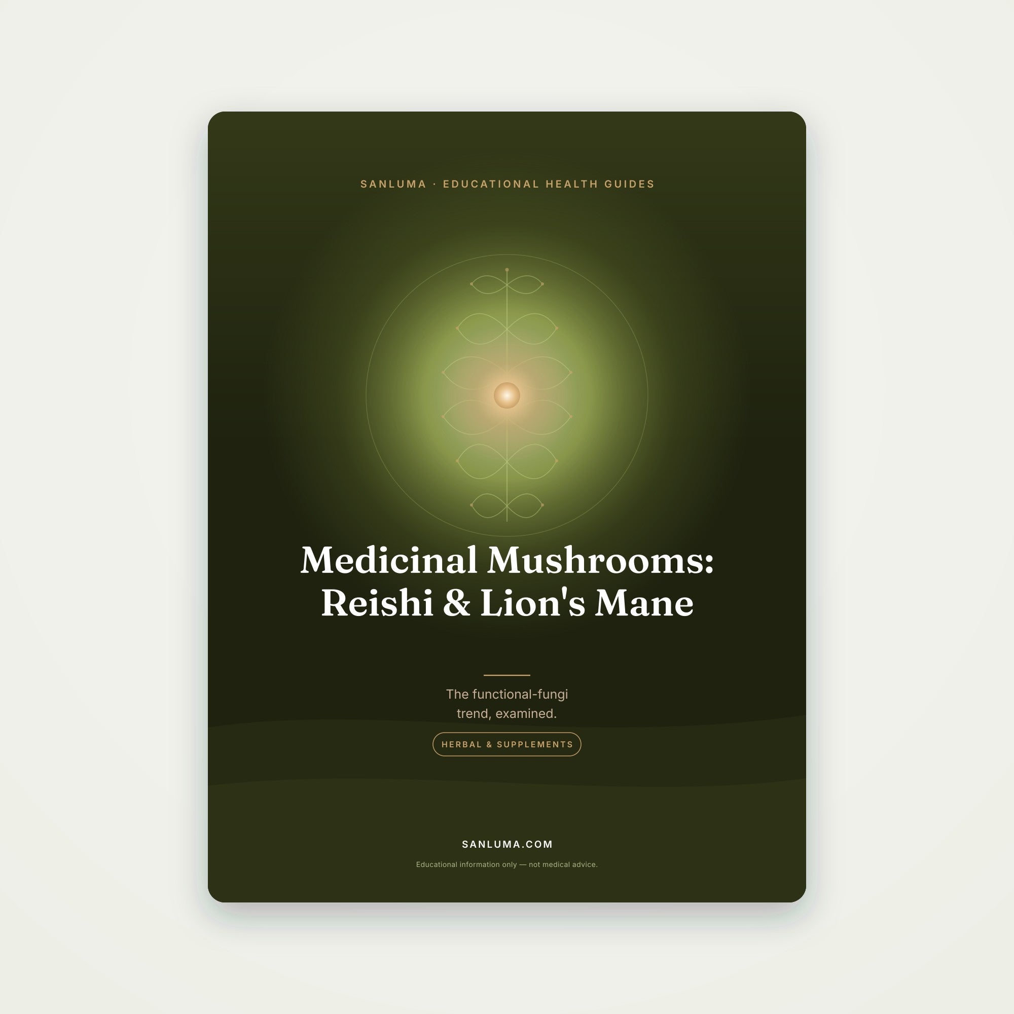 Medicinal Mushrooms — Reishi, Lion's Mane & Cordyceps | SanLuma health guide cover