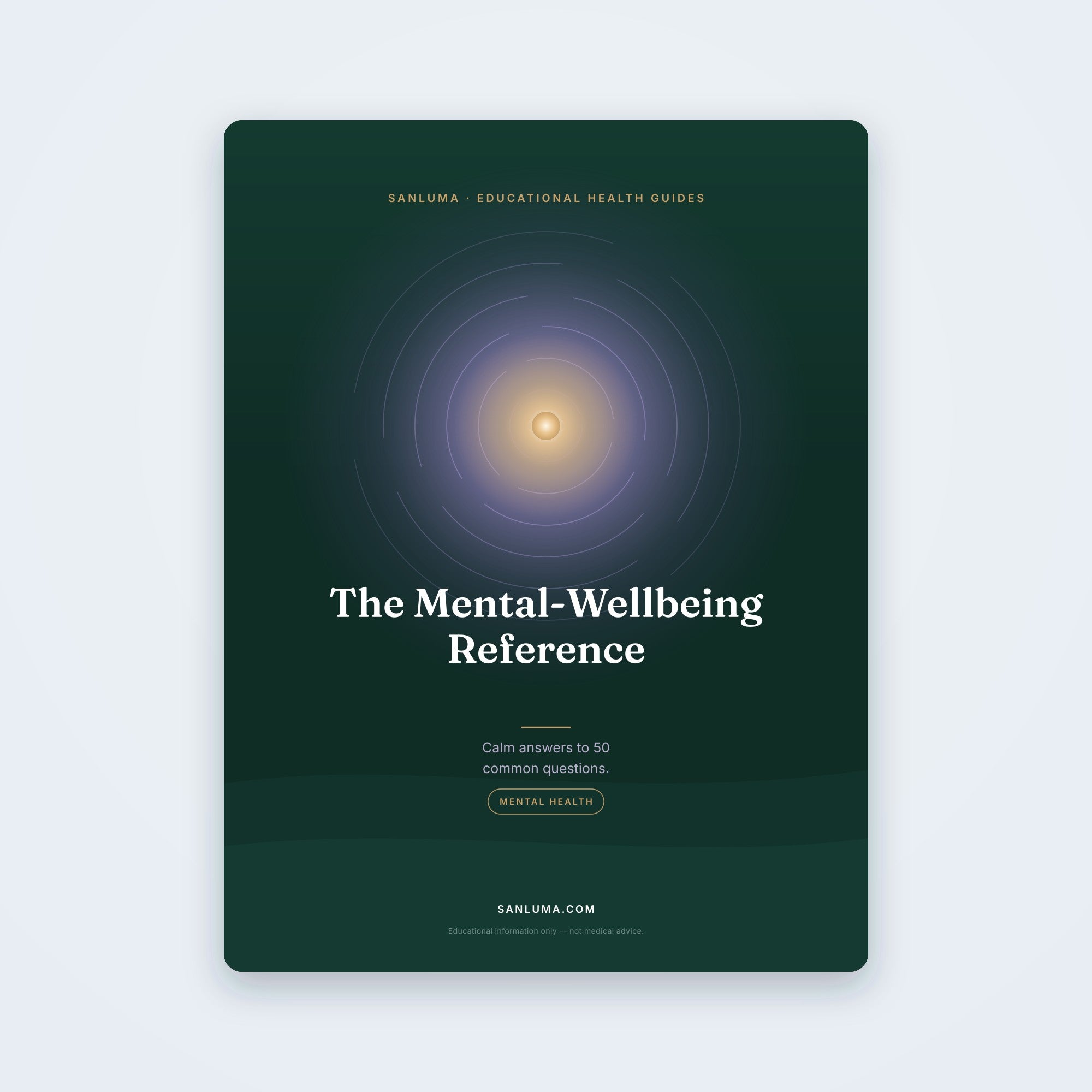 The Mental-Wellbeing Reference — Calm Answers to 50 Common Questions — educational PDF guide by SanLuma