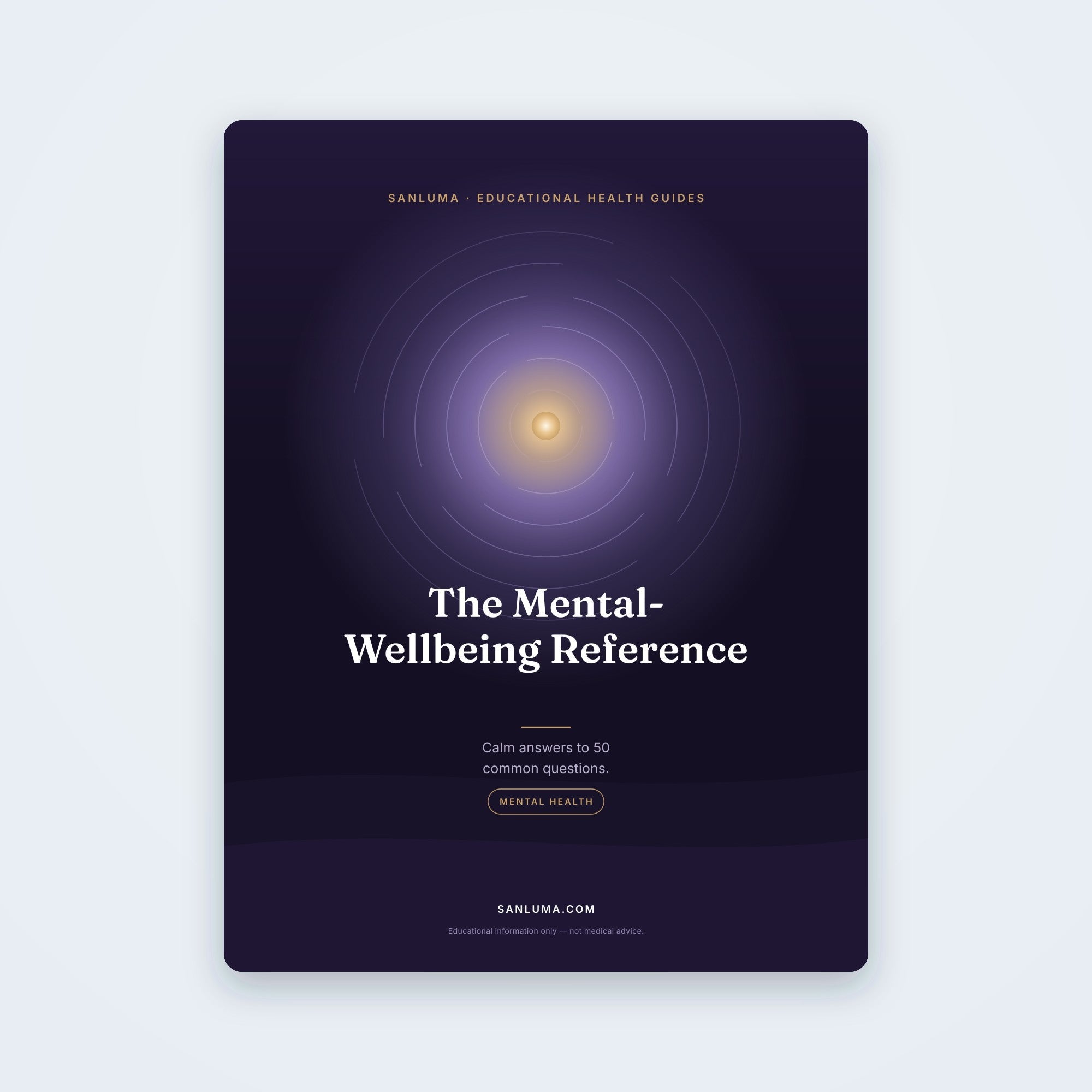 The Mental-Wellbeing Reference — Calm Answers to 50 Common Questions | SanLuma health guide cover