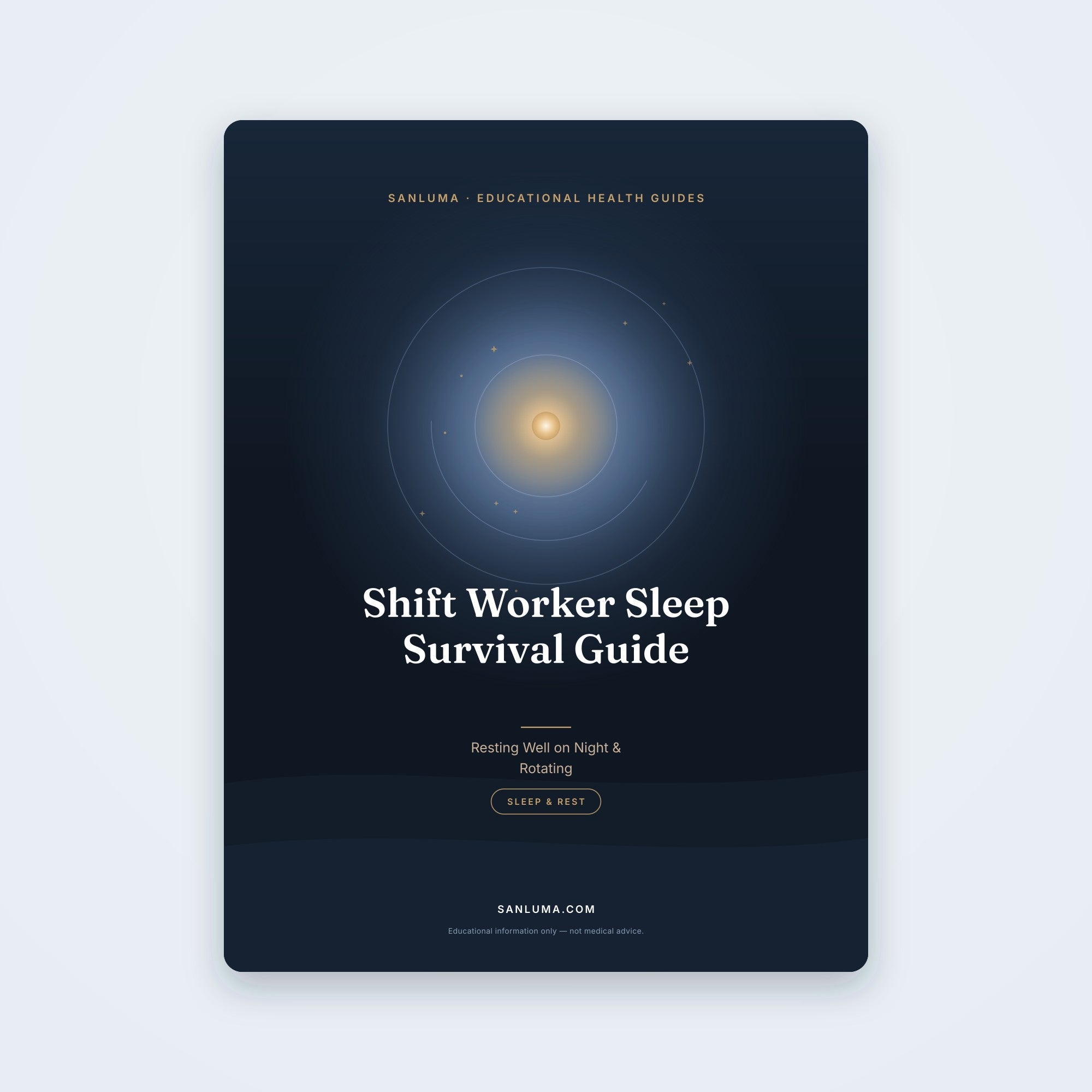 Shift Worker Sleep Survival Guide — Resting Well on Night & Rotating Shifts | SanLuma health guide cover