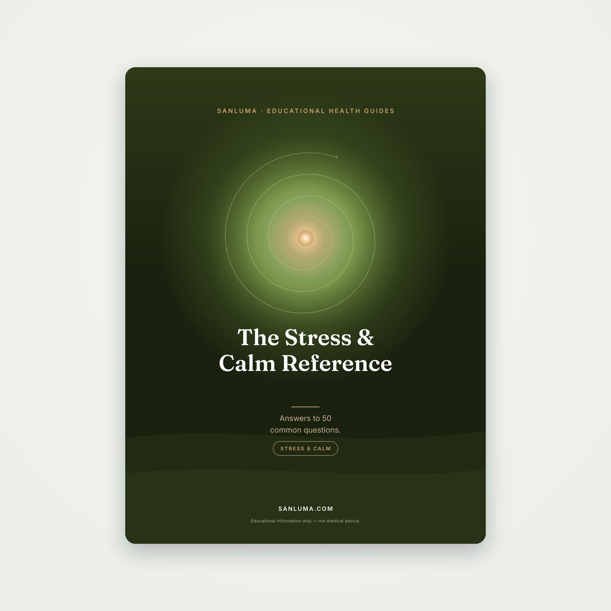 The Stress & Burnout Reference — 50 Common Questions | SanLuma health guide cover