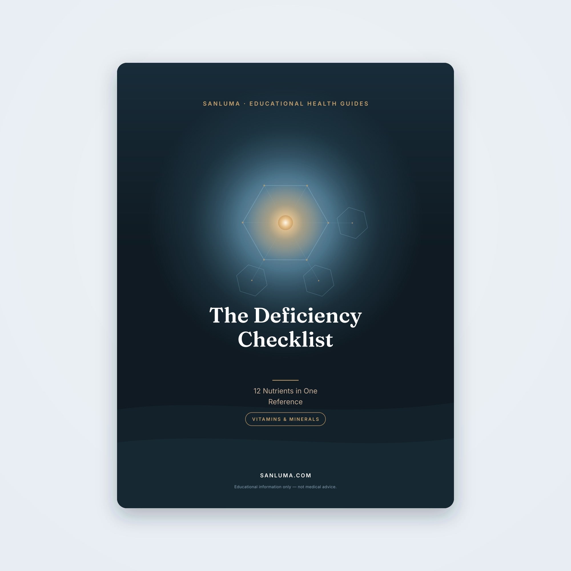 The Complete Vitamin & Mineral Deficiency Checklist — 12 Nutrients in One Reference | SanLuma health guide cover