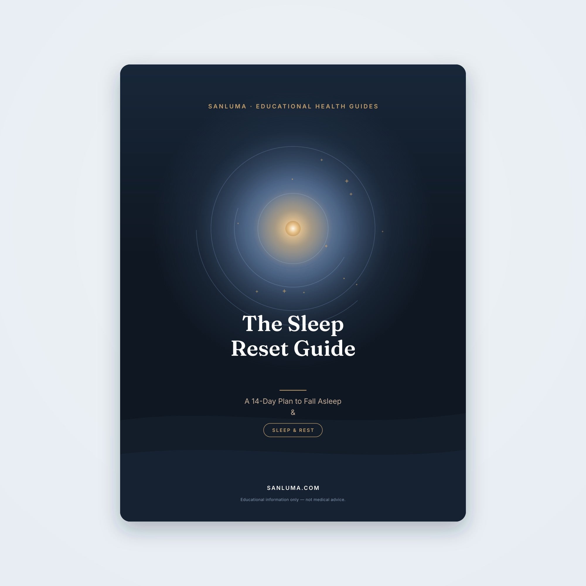 The Sleep Reset Guide — A 14-Day Plan for Falling Asleep and Staying Asleep | SanLuma health guide cover