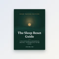 The Sleep Reset Guide — educational sleep PDF guide by SanLuma, dark green cover with golden dawn illustration