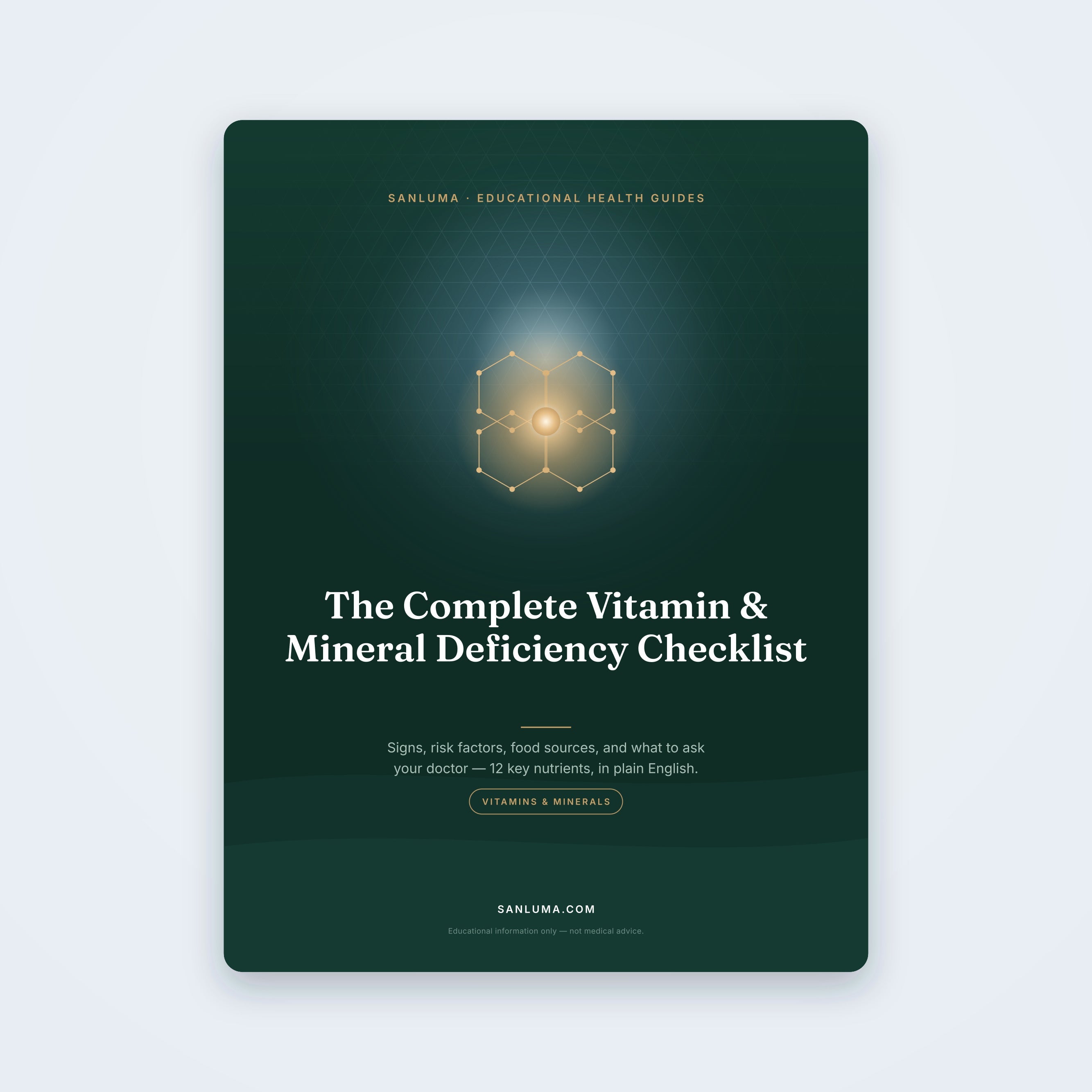 The Complete Vitamin & Mineral Deficiency Checklist — educational PDF guide by SanLuma